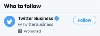 Screenshot of Twitter Business with Follow button