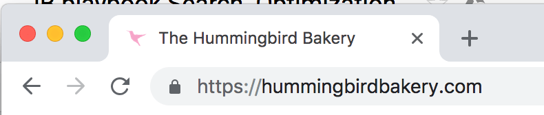 Screenshot of a browser tag showing the favicon and title tag
